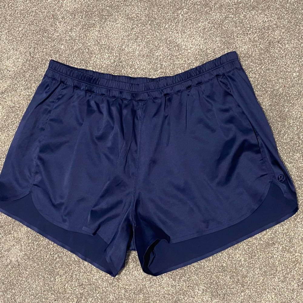 Navy satiny Lululemon shorts